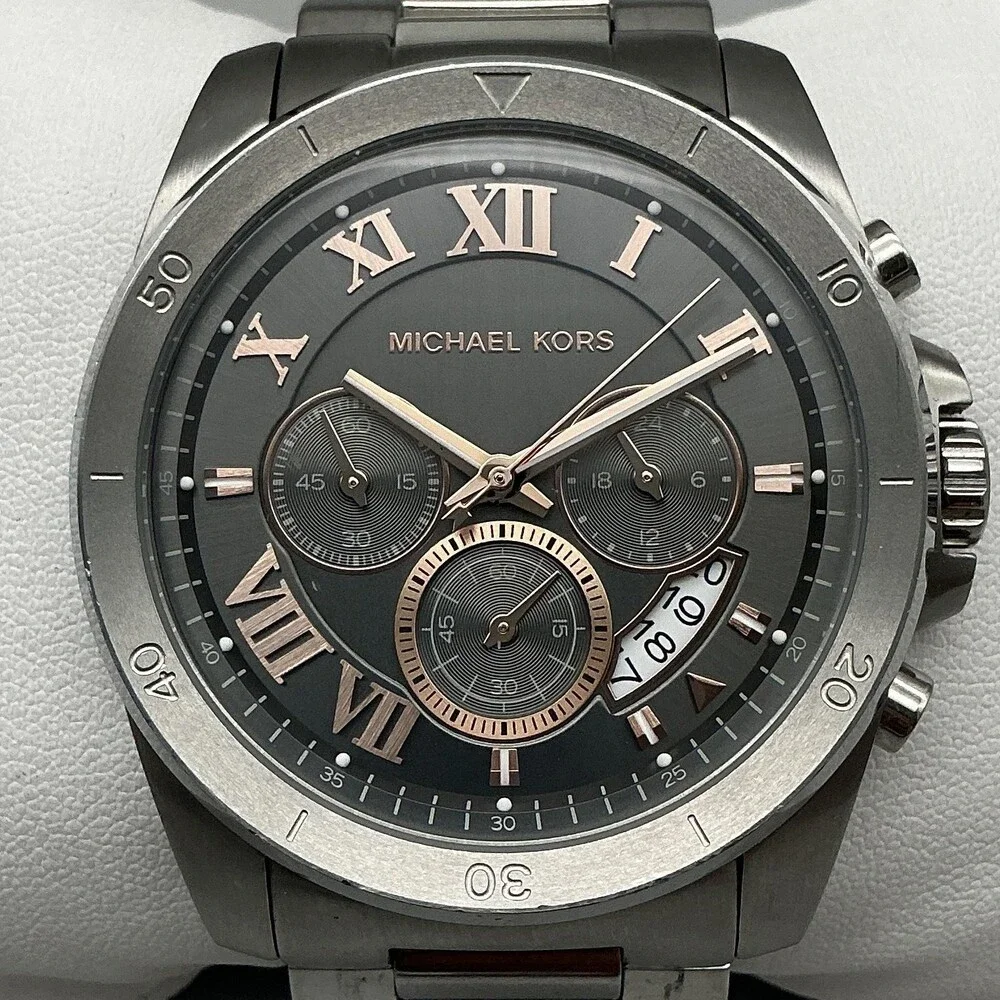 Michael Kors Mens Watch 45mm Stainless Chronograph Date MK-8609 New Battery 6.5